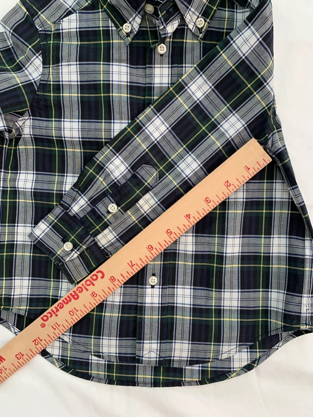 Ralph Lauren 2T Boys' Plaid Button-Down Shirt - Navy, Green & White Cotton